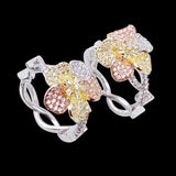 Lanyika Copper Earrings Flower With Vine Ear Ring Micro Pave Zircon