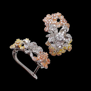 Micro Pave Zircon Copper Earrings Disaffinity Blooming Flower Ear Clip