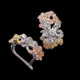 Micro Pave Zircon Copper Earrings Disaffinity Blooming Flower Ear Clip