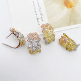 Micro Pave Zircon Copper Earrings Disaffinity Blooming Flower Ear Clip