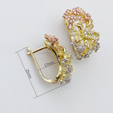Micro Pave Zircon Copper Earrings Disaffinity Blooming Flower Ear Clip