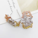 Micro Pave Zircon Copper Earrings Disaffinity Blooming Flower Ear Clip
