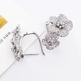 Lanyika Twin Flower Ear Clip Micro Pave Zircon Earrings