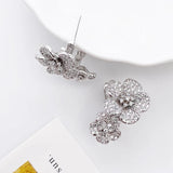 Lanyika Twin Flower Ear Clip Micro Pave Zircon Earrings