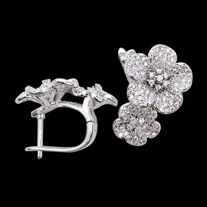 Lanyika Twin Flower Ear Clip Micro Pave Zircon Earrings