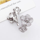 Lanyika Twin Flower Ear Clip Micro Pave Zircon Earrings
