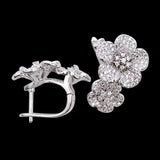 Lanyika Twin Flower Ear Clip Micro Pave Zircon Earrings