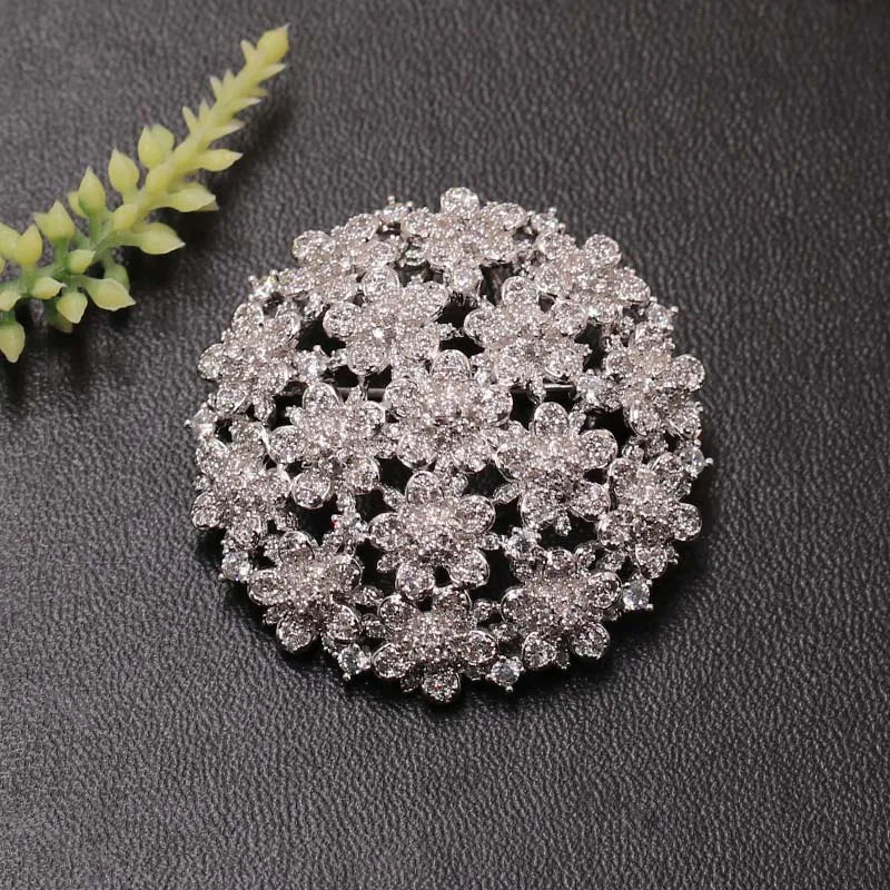 Lanyika Flower Brooch Pendant Dual Use Micro Paved