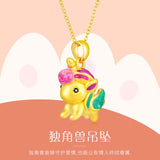 Rainbow Unicorn Baking Paint Pendant Necklace
