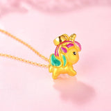 Rainbow Unicorn Baking Paint Pendant Necklace