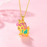 Rainbow Unicorn Baking Paint Pendant Necklace