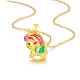 Rainbow Unicorn Baking Paint Pendant Necklace