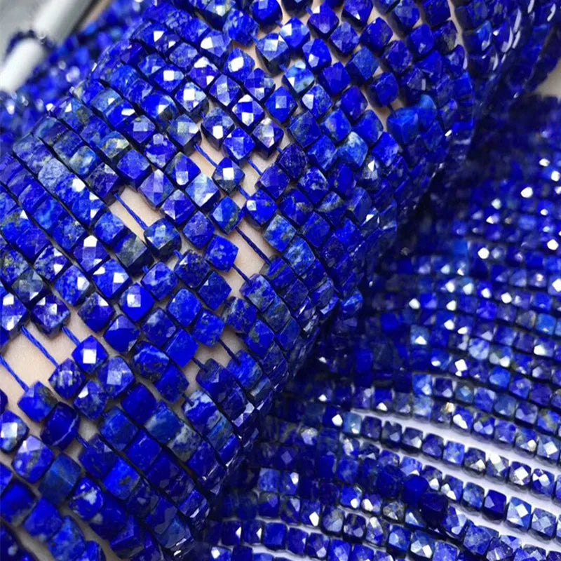 Lapis Square Faceted 4-5mm Loose Beads for DIY Jewelry Making Gemstone