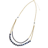Lapis Lazuli Bead Strand Necklace Women Natural Stone Layers Statement Necklace