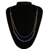Lapis Lazuli Bead Strand Necklace Women Natural Stone Layers Statement Necklace