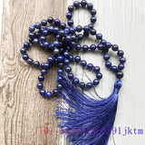 Lapis Lazuli Beaded Bracelet Gift Jade Jewelry Stone Bead Carved 108 Rosary