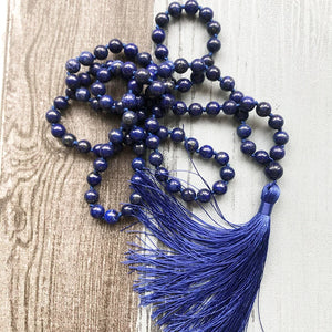 Lapis Lazuli Beaded Bracelet Gift Jade Jewelry Stone Bead Carved 108 Rosary