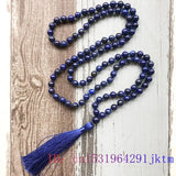Lapis Lazuli Beaded Bracelet Gift Jade Jewelry Stone Bead Carved 108 Rosary