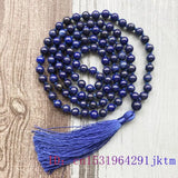 Lapis Lazuli Beaded Bracelet Gift Jade Jewelry Stone Bead Carved 108 Rosary