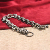 Lapis Lazuli Brass Skull Head Hand Chain Bracelet Punk Hiphop Men Jewelry