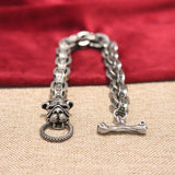 Lapis Lazuli Brass Skull Head Hand Chain Bracelet Punk Hiphop Men Jewelry