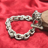 Lapis Lazuli Brass Skull Head Hand Chain Bracelet Punk Hiphop Men Jewelry