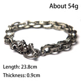 Lapis Lazuli Brass Skull Head Hand Chain Bracelet Punk Hiphop Men Jewelry