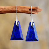 Lapis Lazuli Drop Earrings Trapezoid Stone Bold Jewelry