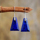 Lapis Lazuli Drop Earrings Trapezoid Stone Bold Jewelry