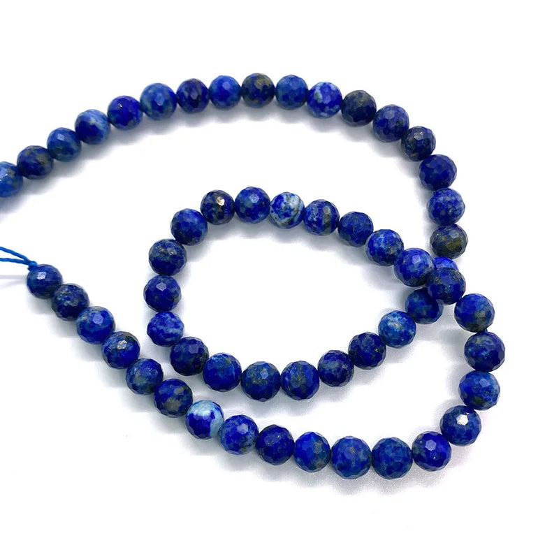 Lapis Lazuli 6mm Faceted Round Stone Beads for Jewelry Making