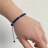 Lapis Lazuli Rondelle Beads Bracelet Adjustable Braided Jewelry Homme