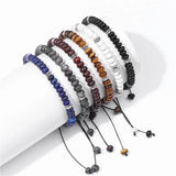 Lapis Lazuli Rondelle Beads Bracelet Adjustable Braided Jewelry Homme