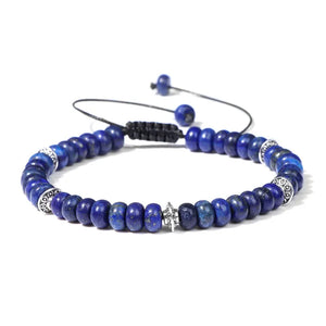 Lapis Lazuli Rondelle Beads Bracelet Adjustable Braided Jewelry Homme