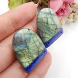 Lapis Lazuli & Labradorite Intarsia Gemstone Earrings 28x23mm