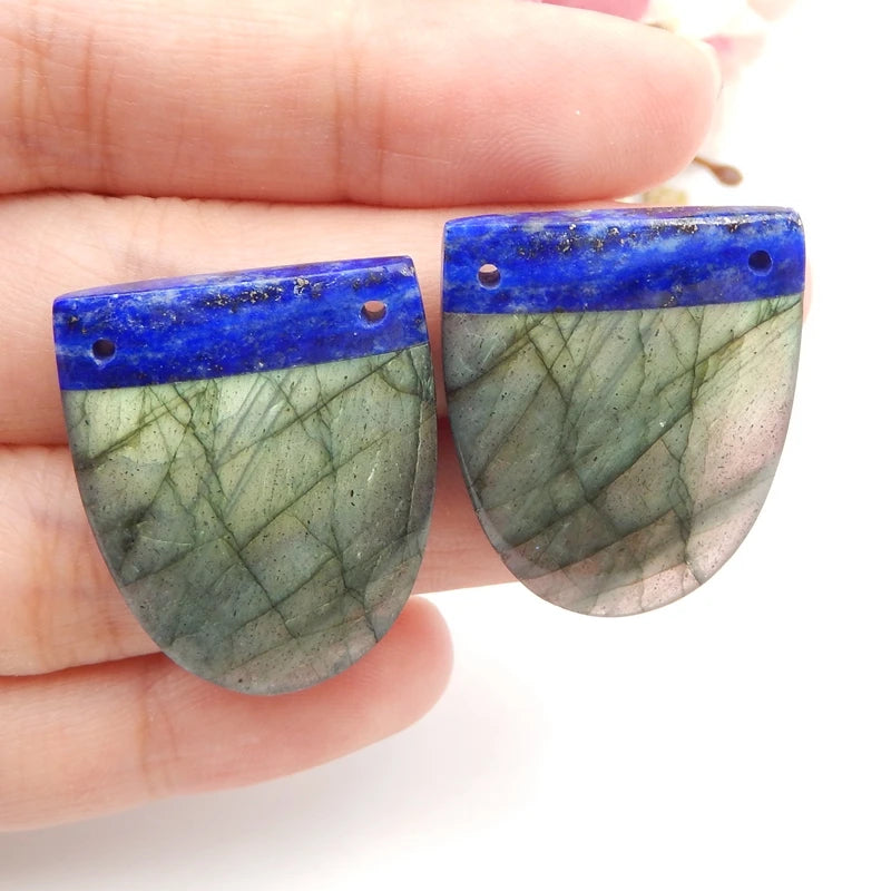 Lapis Lazuli & Labradorite Intarsia Gemstone Earrings 28x23mm