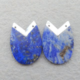 Lapis Lazuli & Shell Intarsia Gemstone Earrings 25x18mm