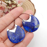 Lapis Lazuli Shell Intarsia Gemstone Earrings Bead 26x25x5mm