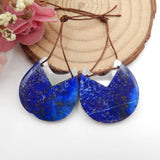 Lapis Lazuli Shell Intarsia Gemstone Earrings Bead 26x25x5mm