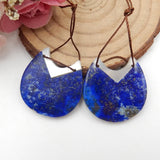 Lapis Lazuli Shell Intarsia Gemstone Earrings Bead 26x25x5mm