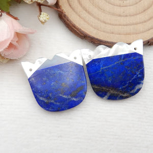 Lapis Lazuli and Shell Intarsia Gemstone Earrings