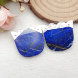 Lapis Lazuli and Shell Intarsia Gemstone Earrings