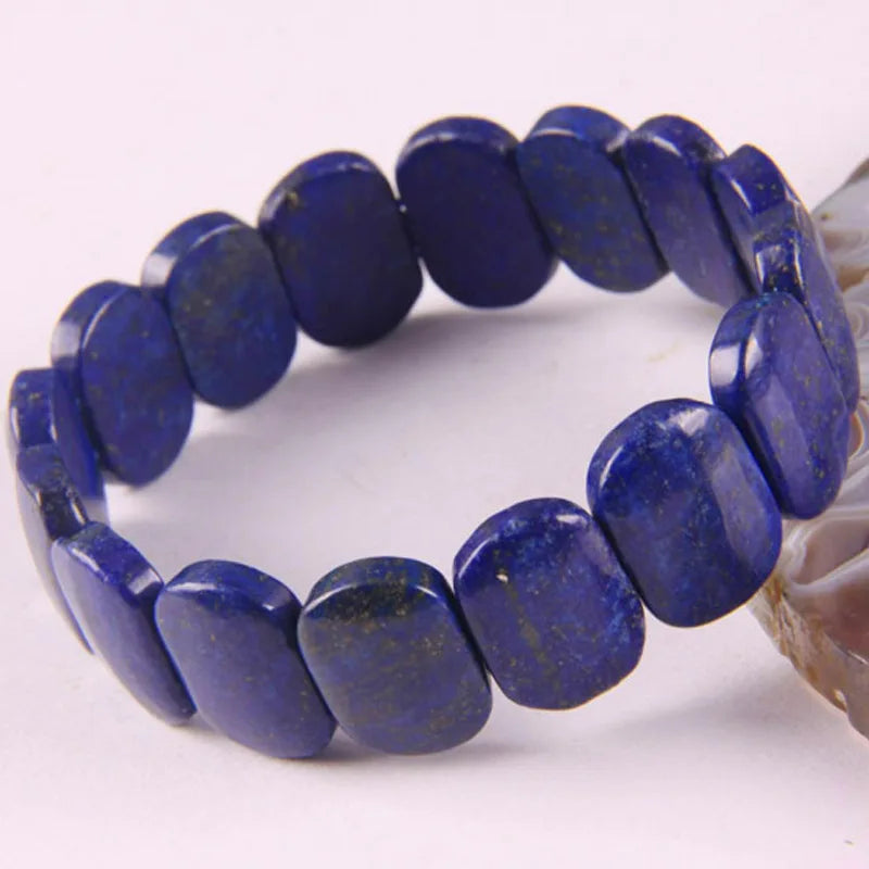 Lapis Gemstone Beads Stretch Bracelet Bangle 8 Inch Jewelry