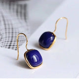 Lapis Lazuli Chinese Antique Earrings Palace Craft Women's Jewelry