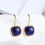 Lapis Lazuli Chinese Antique Earrings Palace Craft Women's Jewelry