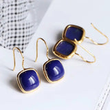 Lapis Lazuli Chinese Antique Earrings Palace Craft Women's Jewelry