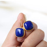 Lapis Lazuli Chinese Antique Earrings Palace Craft Women's Jewelry