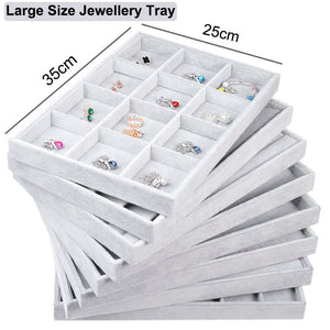 Large Velvet Jewelry Storage Tray Display Box