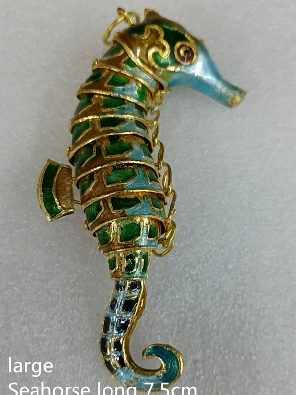 7.5cm Cloisonne Enamel Seahorse Charm DIY Jewelry Making Findings Pendant
