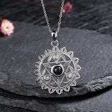 925 Silver Ethnic Pendant Necklace Natural Charoite Moonstone Chain Leaf Jewelry