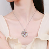 925 Silver Ethnic Pendant Necklace Natural Charoite Moonstone Chain Leaf Jewelry
